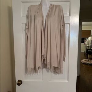 Central Park West Cream Fringe Cardigan